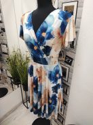 5471 Azura mintás ruha (fehér-sötétkék-bézs)