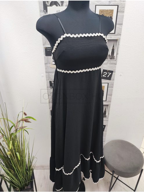 55229 MARINA pántos maxi ruha (fekete)