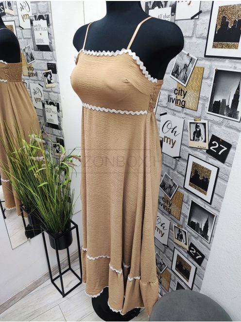 55229 MARINA pántos maxi ruha (meleg világos barna)