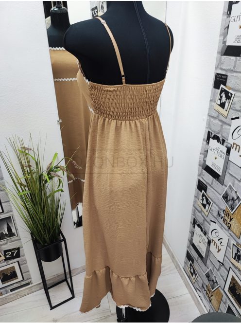 55229 MARINA pántos maxi ruha (meleg világos barna)