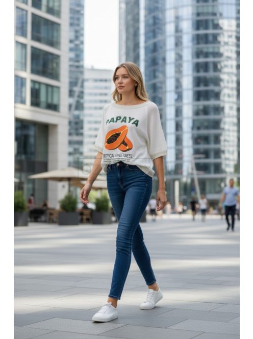 5533 Giovanna kötött felső (Papaya, Orange és Cherry mintával)