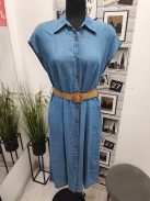 57092 Melina – farmerhatású, öves nyári ruha (kék)