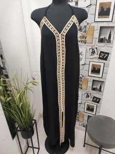 57330 AGATA spagettipántos maxi ruha (fekete)