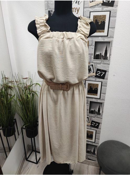 57518 SIENNA Belted Dress – női ruha (lágy bézs)