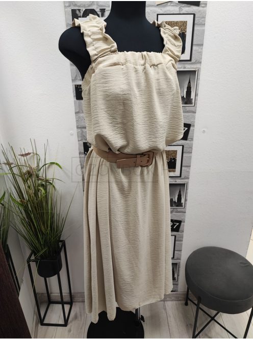 57518 SIENNA Belted Dress – női ruha (lágy bézs)