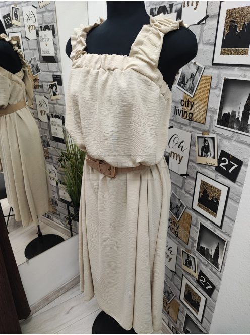57518 SIENNA Belted Dress – női ruha (lágy bézs)
