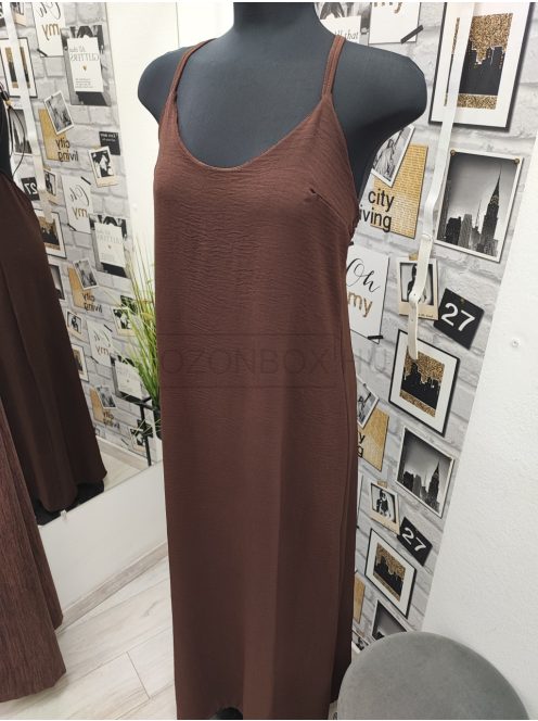 58098 Chiara spagettipántos ruha (csokoládébarna)
