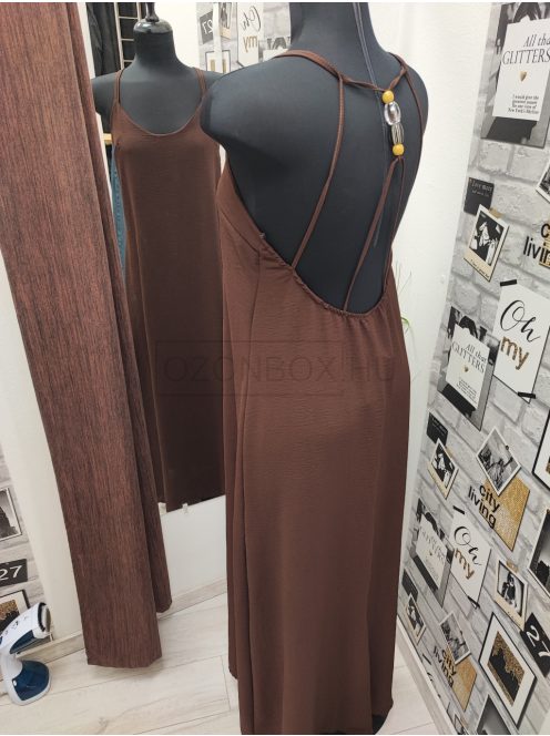 58098 Chiara spagettipántos ruha (csokoládébarna)