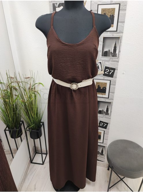 58098 Chiara spagettipántos ruha (csokoládébarna)