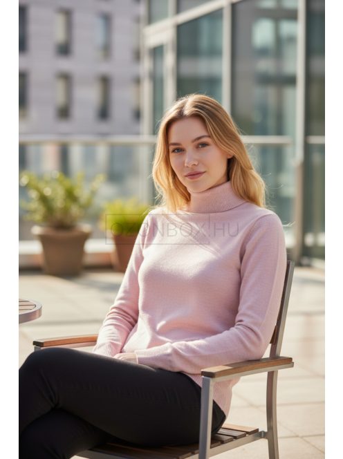 5851-11 ELARA – fémszálas finomkötött garbó (rózsaszín)