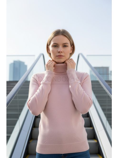 5851-11 ELARA – fémszálas finomkötött garbó (rózsaszín)