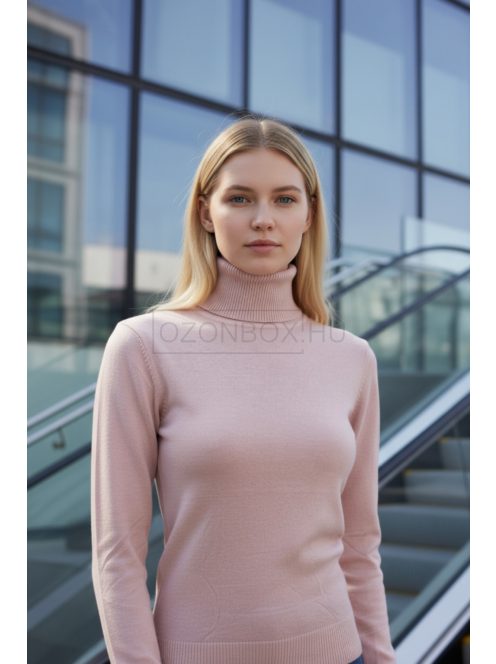 5851-11 ELARA – fémszálas finomkötött garbó (rózsaszín)