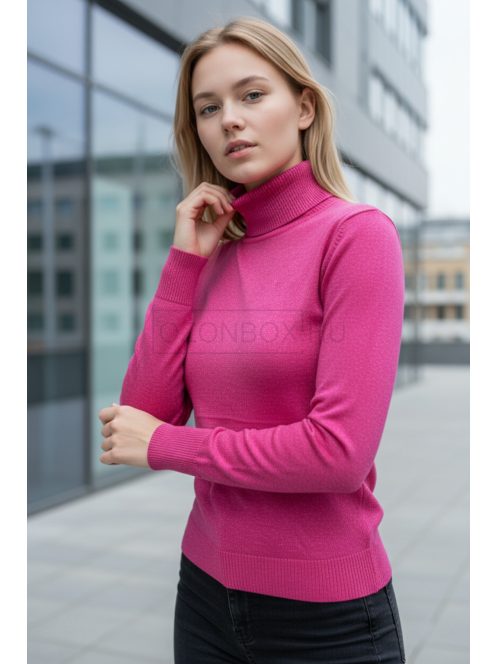 5851-17 ELARA – fémszálas finomkötött garbó (fukszia)