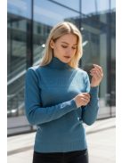 5851-37 ELARA – fémszálas finomkötött garbó (pávakék)