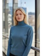 5851-37 ELARA – fémszálas finomkötött garbó (pávakék)
