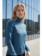 5851-37 ELARA – fémszálas finomkötött garbó (pávakék)