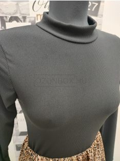   6001 ROSALIA félgarbós alkalmi mini ruha puffos szoknyarésszel (fekete-apró-leopárd)