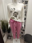 6120 LORENZA gumis derekú zsebes nadrág (világos rózsaszín)