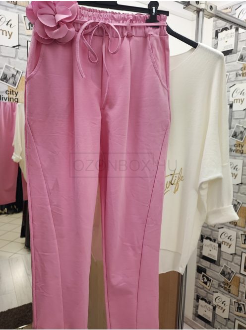 6120 LORENZA gumis derekú zsebes nadrág (világos rózsaszín)