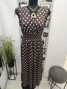 7587 Zarina – maxi ruha (barna-krém pöttyös minta)