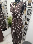 7587 Zarina – maxi ruha (barna-krém pöttyös minta)