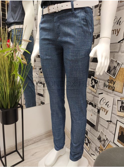 7727 Férfi SLIM FIT kék kockás nadrág