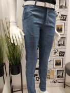 7727 Férfi SLIM FIT kék kockás nadrág