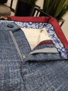 7727 Férfi SLIM FIT kék kockás nadrág