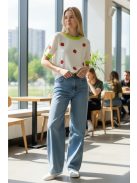 8012625 Strawberries –női kötött pulóver – játékos, friss stílus