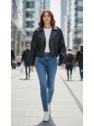 87168 Vivien – Rövid szabású, műbőr biker dzseki (fekete)
