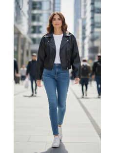   87168 Vivien – Rövid szabású, műbőr biker dzseki (fekete)