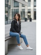 87168 Vivien – Rövid szabású, műbőr biker dzseki (fekete)