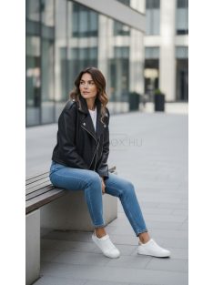   87168 Vivien – Rövid szabású, műbőr biker dzseki (fekete)