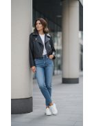 87168 Vivien – Rövid szabású, műbőr biker dzseki (fekete)
