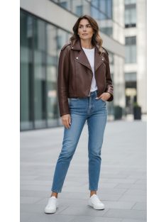   87168 Vivien – Rövid szabású, műbőr biker dzseki (barna)