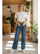 9-2318 PARIZS női rövid ujjú feliratos felső – letisztult, nőies alapdarab (fehér)