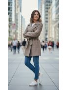 91034 Martina – Öves, kétsoros gombos női szövetkabát (mogyoróbarna)