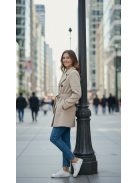 91034 Martina – Öves, kétsoros gombos női szövetkabát (homokbézs)