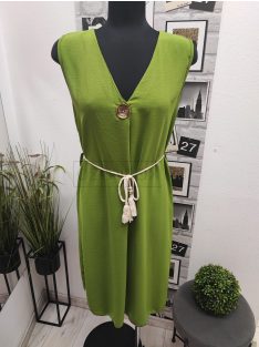 91462 Serena – kiwi zöld nyári ruha tassel-övvel
