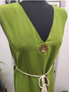 91462 Serena – kiwi zöld nyári ruha tassel-övvel