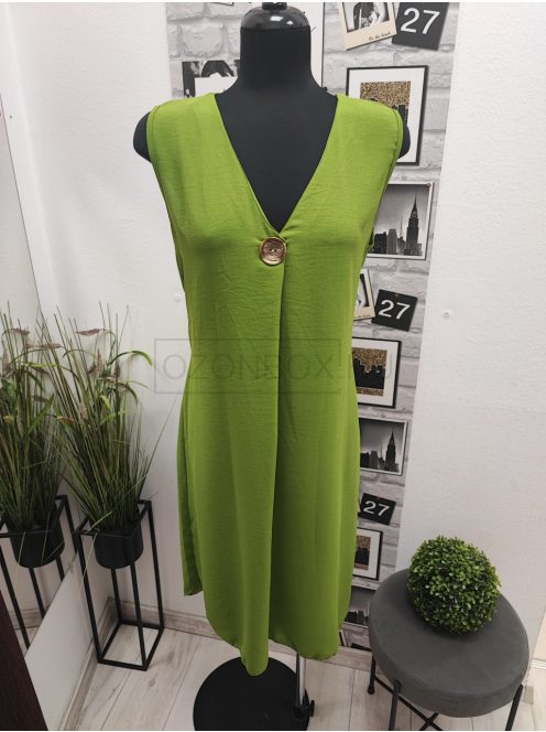 91462 Serena – kiwi zöld nyári ruha tassel-övvel