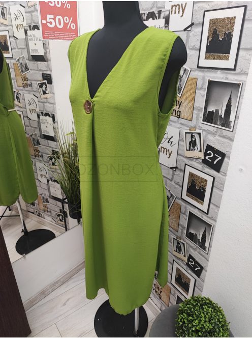91462 Serena – kiwi zöld nyári ruha tassel-övvel