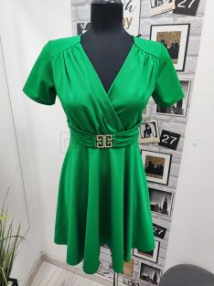 9260 PARMA átlapolt díszcsatos ruha zöld színben