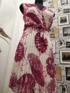 9272 ISABELLA pliszírozott átlapolt ruha pink mintával