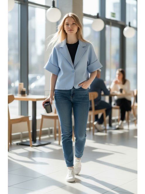 96128 Seraphina – 3/4-es ujjú oversize kabátka (jégkék)