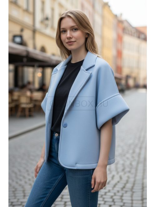 96128 Seraphina – 3/4-es ujjú oversize kabátka (jégkék)