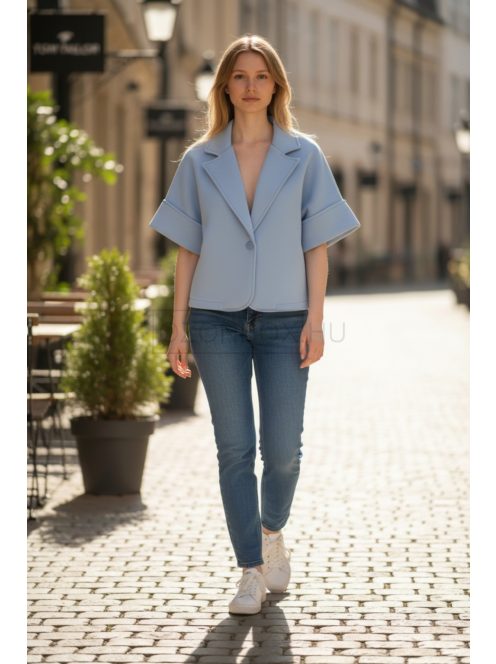 96128 Seraphina – 3/4-es ujjú oversize kabátka (jégkék)