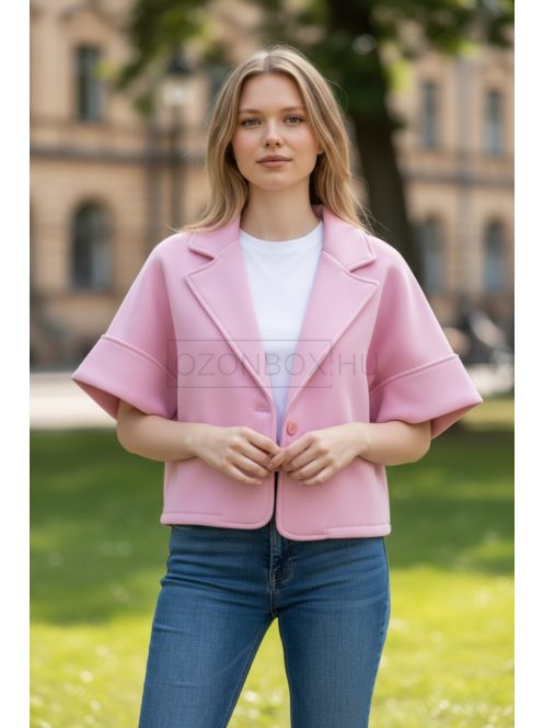96128 Seraphina – 3/4-es ujjú oversize kabátka (pasztel rózsaszín)