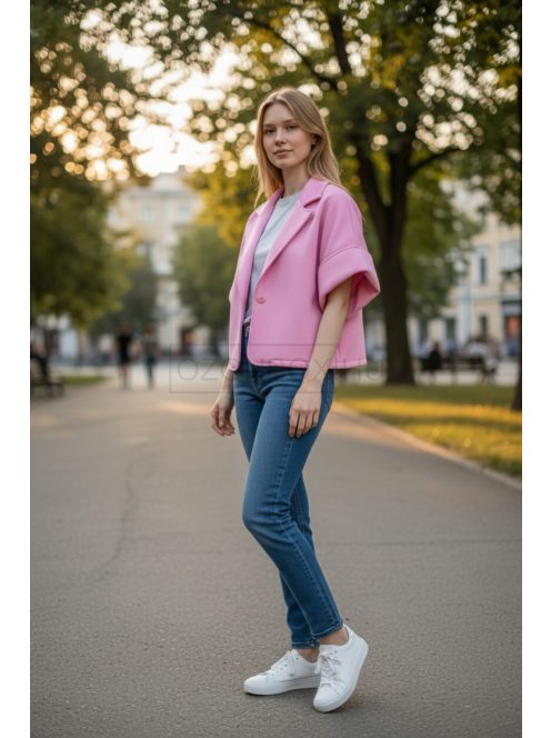 96128 Seraphina – 3/4-es ujjú oversize kabátka (pasztel rózsaszín)