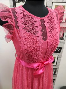9665 CECÍLIA tüll maxi ruha pink